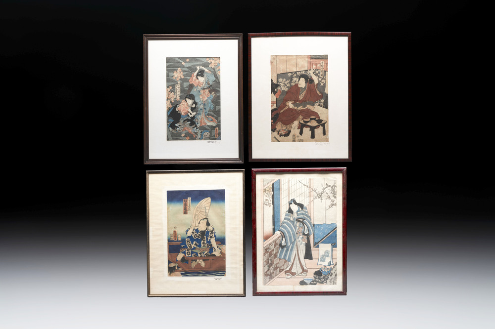 Utagawa Toyokuni I 歌川豊国 (1769-1825):'Four Woodblock Prints', Edo, 19th C.