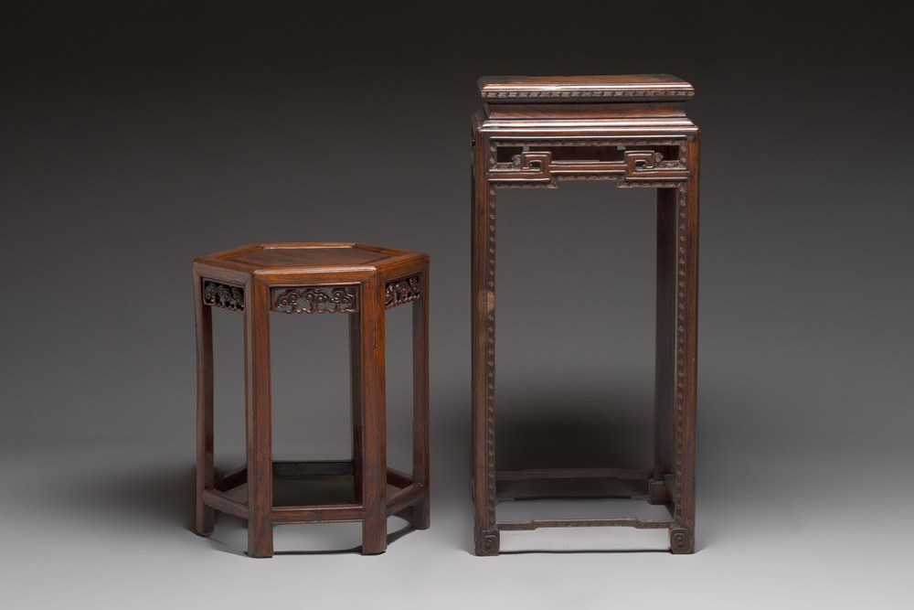 Two Chinese hongmu stands, 19th C.