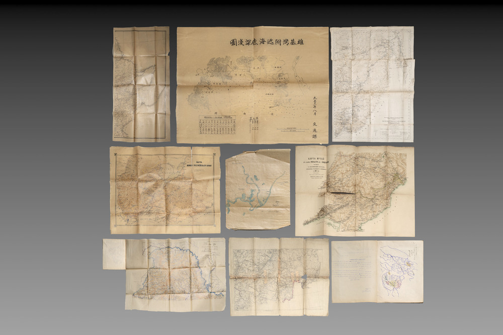 Nine maps of gold mines in Northern-China (Manchukuo), Korea and Russia, dated 1901, 1922-24