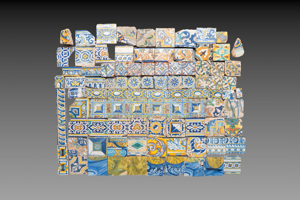 A large and varied collection of 94 polychrome and maiolica tiles and tile fragments, Spain, 16/17th C.