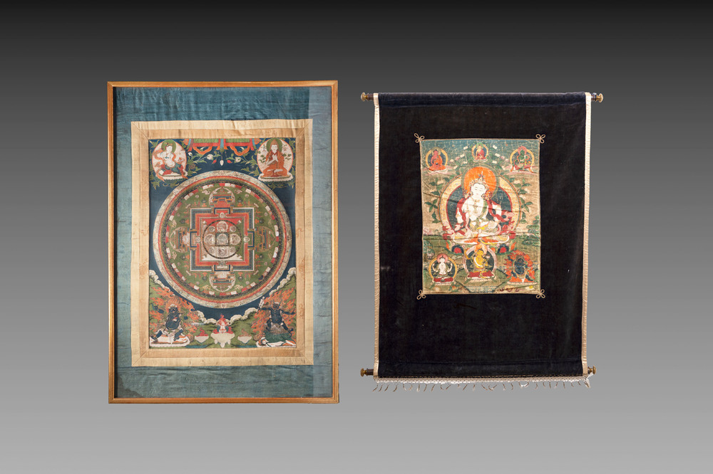 Two Tibetan thangkas, 19th C.