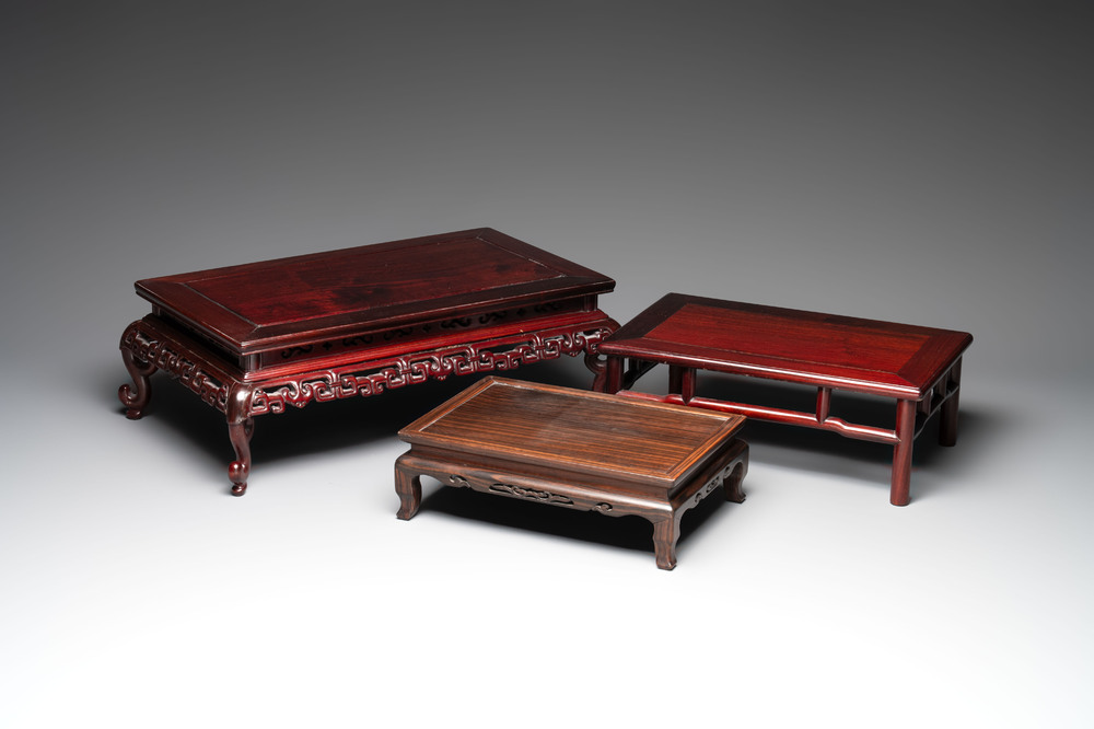 Three Chinese wooden stands, 19/20th C.