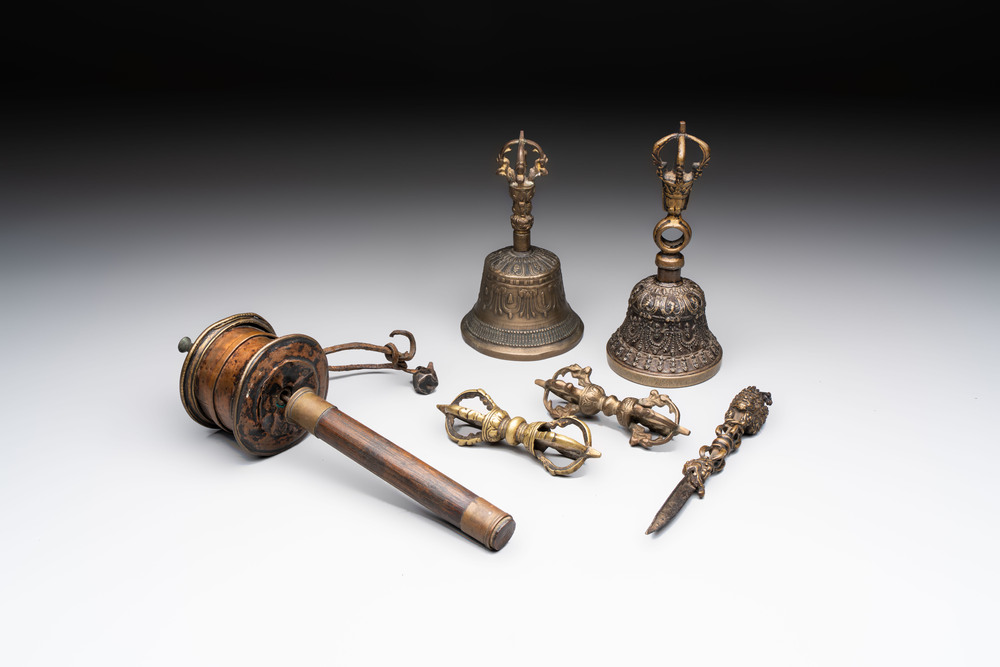 Six various Tibetan ritual objects, 19/20th C.