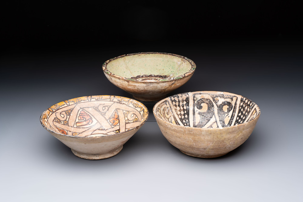 Three Persian pottery bowls, 10th C. and later