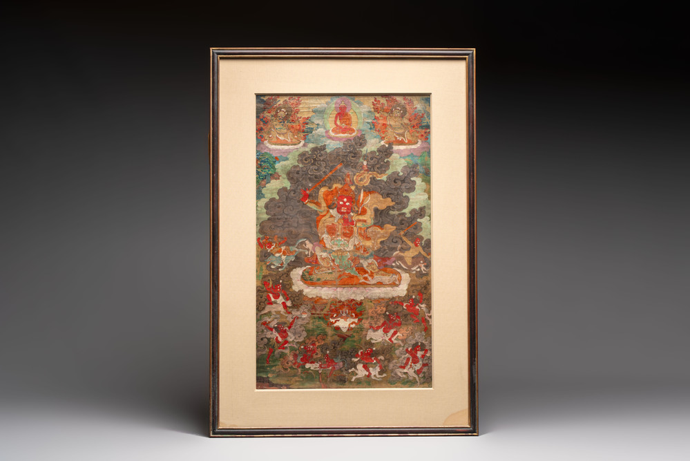 A fine Tibetan 'Begtse Chen' thangka, 18th C.