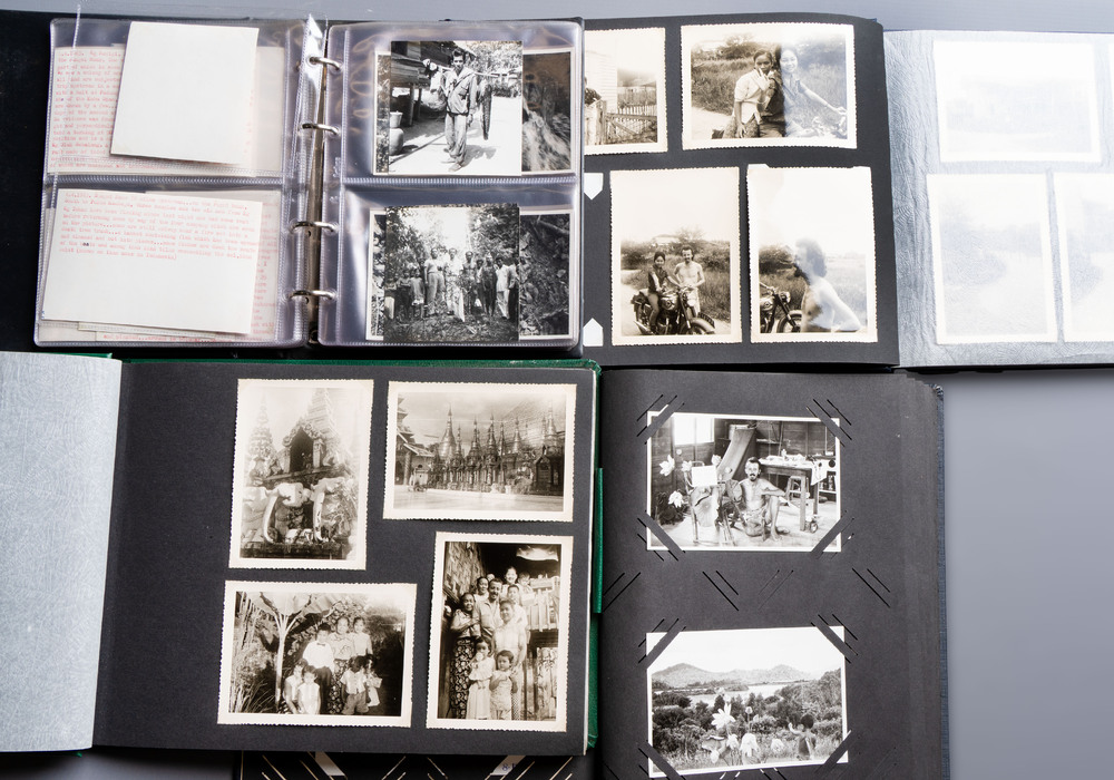 A collection of four photo albums and fieldwork prints documenting South and Southeast Asia, 20th C.