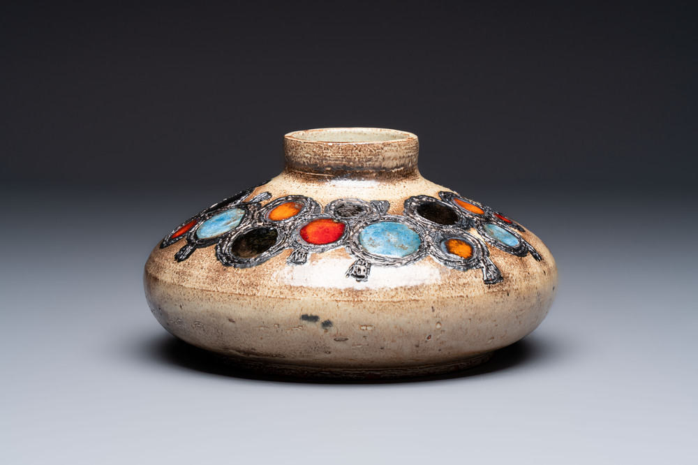 Elisabeth Vandeweghe (1946) for Perignem: a mid-century polychrome vase, 20th C.