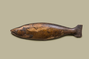 Grand modèle d'un poisson en bois polychrome, 18ème