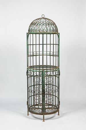 A green-patinated cast iron flower stand, 20th C.