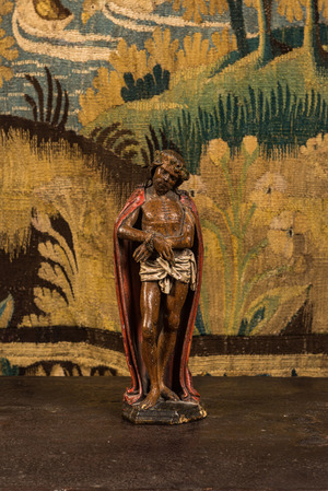 Een Vlaamse polychrome eikenhouten 'Ecce Homo', 16e eeuw