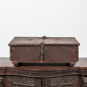 An iron-mounted wooden altar painted on the inside, Friesland, The Netherlands, 18th C.