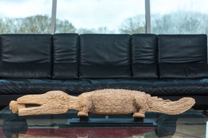 A large African wooden crocodile, 20th C.