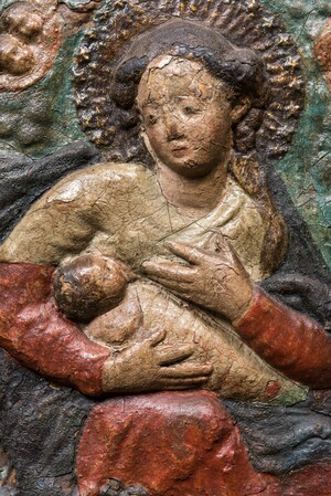 A painted relief with Madonna and Child, Southern Europe, 17th C.