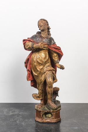 Saint Roch en bois sculpté et polychromé, 17ème