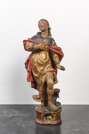 A polychrome wooden Saint Roch, 17th C.