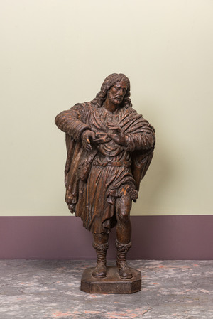 A walnut figure of Saint Roch, Southern France, 2nd half 16th C.