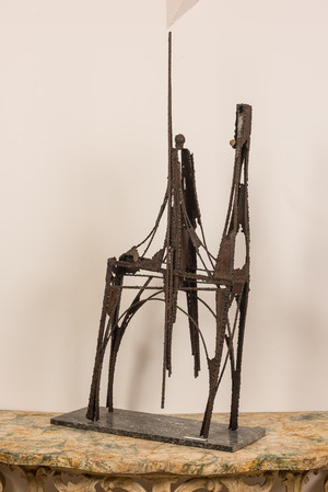 Marcel Mazy (1931): 'El Quijote', métal patiné sur socle en marbre