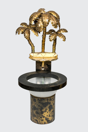 An impresssive Maison Jansen-style washbasin with three palm trees, ca. 1970