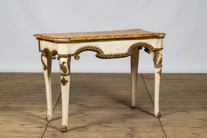 A painted wooden faux marbre table, Italy, 19th C.