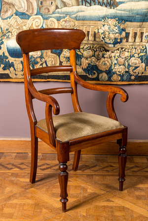 An English mahogany armchair, 19th C.