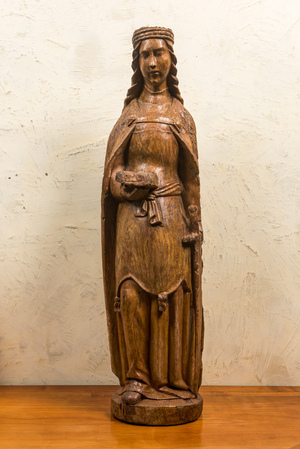 A large oak figure of Saint Catherine of Alexandria, early 16th C.