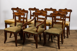 Neuf chaises et un fauteuil en acajou, Angleterre, 19ème