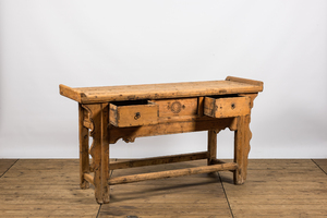 A Chinese elmwooden altar table, 19/20th C.