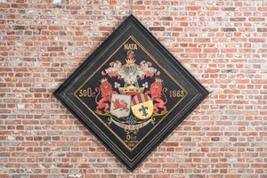 A 'Velroux' funerary hatchment, oil on panel, Ghent Area, dated 1921