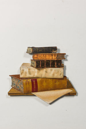 Gerd Renshof (1959): 'The party (Het feest)', trompe l'oeil painting on wood, dated 2003