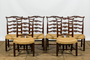Six English mahogany chairs, 19th C.