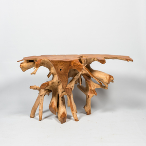 A burl wood console, 20th C.