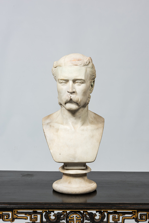 Henry Hugh Armstead (1828-1905): White marble bust of a man of standing, dated 1874