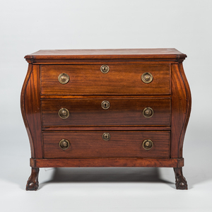 A Dutch mahogany chest of drawers, 19th C.