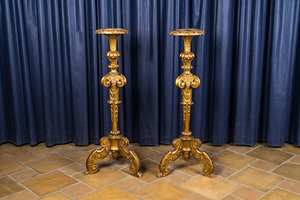 A pair of gilt wooden stands, France or Italy, 18/19th C.