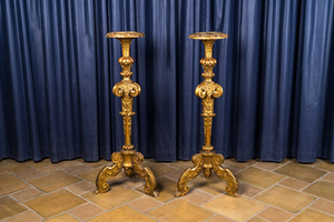 A pair of gilt wooden stands, France or Italy, 18/19th C.