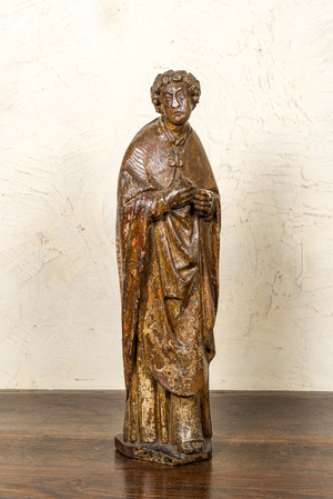 Saint Jean en chêne sculpté avec restes de polychromie, Flandres, 1ère moitié du 16ème