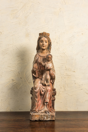 A polychrome wooden 'Sedes Sapientiae' sculpture, 18/19th C.