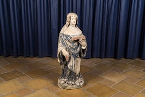 A polychrome limestone figure of Saint Scholastica, Loire Valley, 16th C.