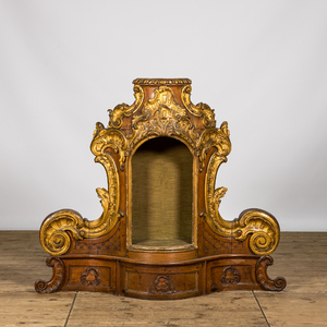 A Louis XV-style partly gilt oak tabernacle, 18th C.