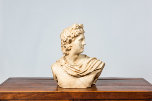 An Italian marble bust of Apollo, 19th C.