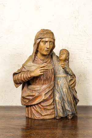 A German polychromed basswooden Saint Anne teaching the Virgin, ca. 1600