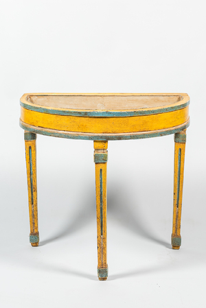 A Scandinavian polychrome wooden Louis XVI jardinière console with zinc inset, ca. 1800