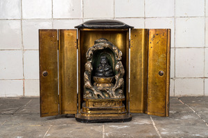 A Japanese lacquered and gilt wooden house altar, Edo/Meiji, 18/19th C.