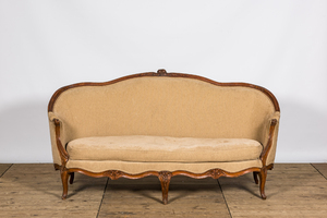 A French wooden Louis XV-style 'ottoman' sofa, 18/19th C.