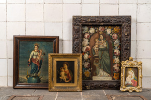 Four paintings depicting the Virgin with Child, 18/19th C.