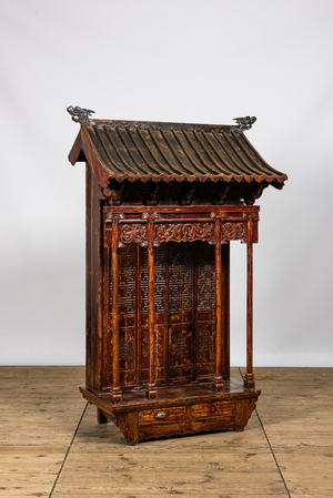 A Chinese wooden house altar, 19th C.