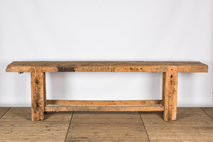 A large wooden workshop or barn table, early 20th C.