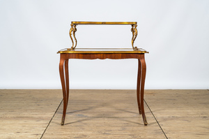 A French gilt bronze mounted mahogany étagère or serving table, 19/20th C.