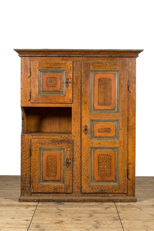 Armoire champêtre en bois polychromé, 18/19ème