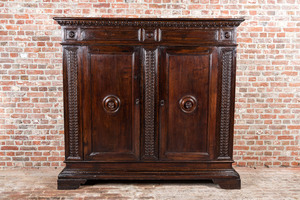 An Italian walnut two-door cabinet, Tuscany, 18th C.